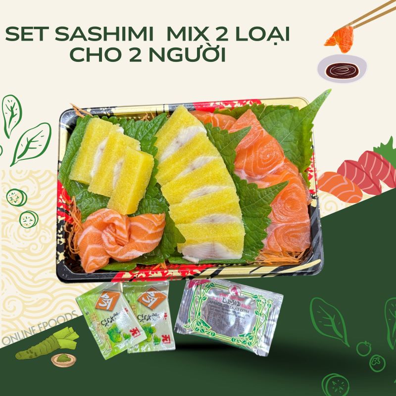 Set sashimi 100g cá hồi tươi Nauy + nửa thanh cá trích ép trứng Nhật Bản