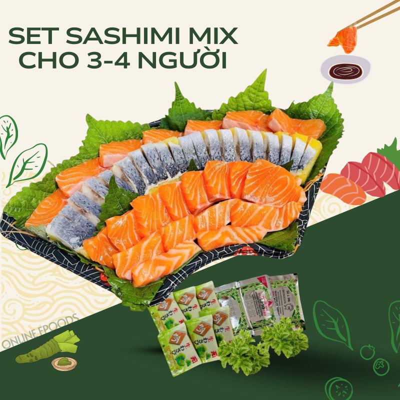 Set sashimi 400g cá hồi Nauy + 1 thanh cá trích ép trứng Nhật Bản